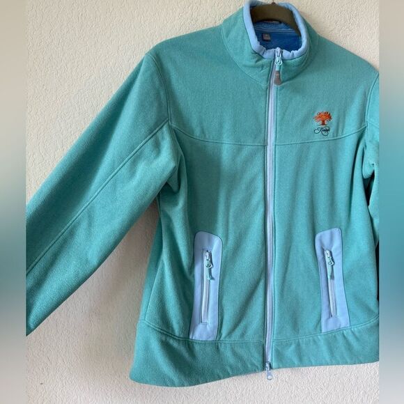 Peter Millar Women’s Fleece Full-Zip Jacket Size M Blue Green Cozy Warmth Layer - Picture 2 of 10